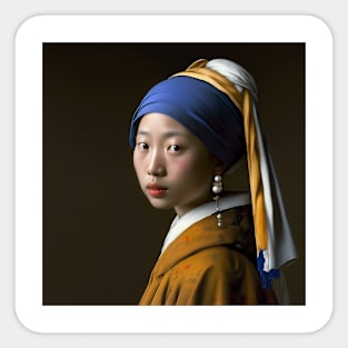 Japanese Girl with a Pearl Earring Sticker